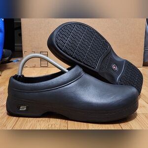 Skechers Work Oswald Balder Slip Resistant Clog Healthcare Black Rubber Men Sz 8